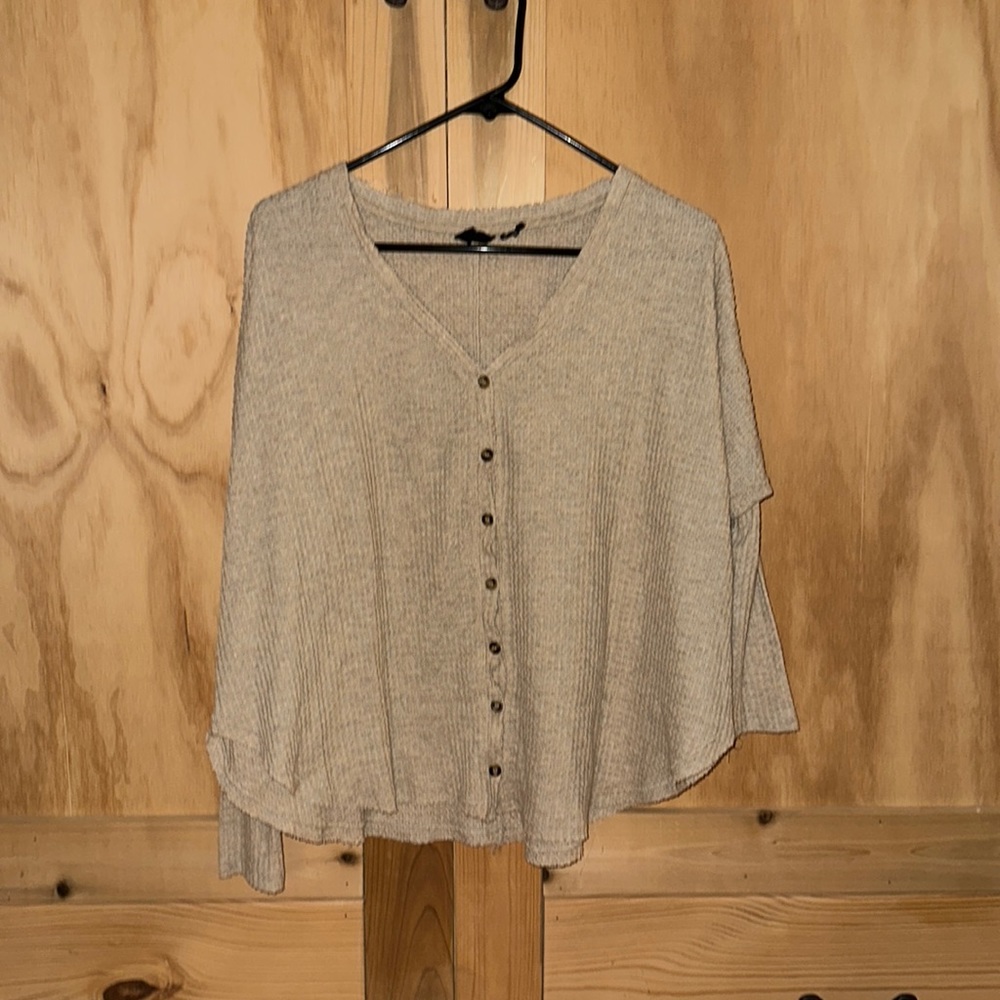 Waffle material button up shirt